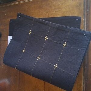 Metallic Gold Trim  And Black Set Of 2 Placemats 13”× 19" New
